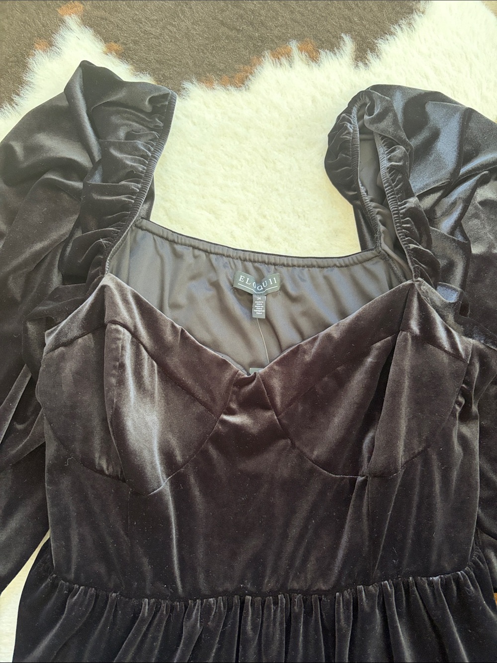 Eloquii Black Velvet Sweetheart Mini Dress - Picture 4 of 6